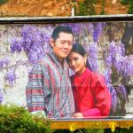 A giant picture of King Jigme Khesar and Queen Jetsun Pema at Paro airport.