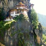 The stunning Taktsang Monastery (Tiger's Nest) perched on a rocky ledge with a sheer drop of nearly 3,000 feet!