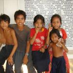 Kids at the Killing Fields memorial.