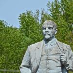 All statues of Lenin in Ukraine were ordered to be destroyed. Apparently no one bothered with the one at Chernobyl.