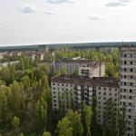 Pripyat abandoned apartment buildings as seen from one of the roofs.