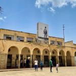 Fish market in Asmara with freedom fighter picture on top.