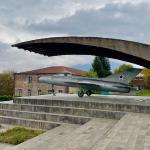 MiG21 memorial to Artem Mikoyan, aircraft designer who co founded Mikoyan-Gurevich (aka MiG). Mikoyan was born in Sanahin, Armenia.