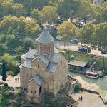 Metekhi church as seen from a balloon. 