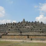 My first view of Borobudur, the largest Buddhist monument in the world.