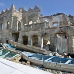 You can see the Italian influence in the architecture, even though it's destroyed. Somalia was an Italian colony.