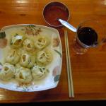 Cheese filled momos (Tibetan dumplings).