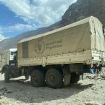 We passed seven WFP trucks.