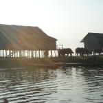 Daily life as seen from the long boat on Inle Lake.